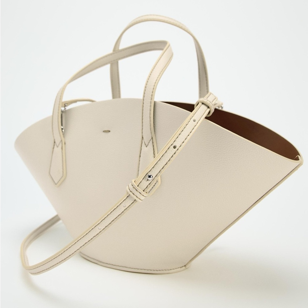 Zara Cream Women's Handbag faux leather crossbody tote bag purse